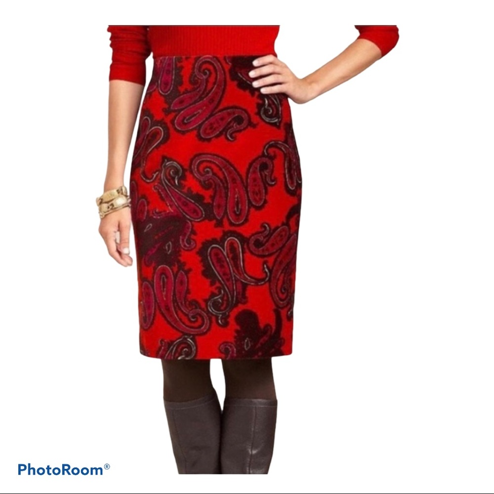 Talbots Velvet Paisley Pencil Skirt Size 8P